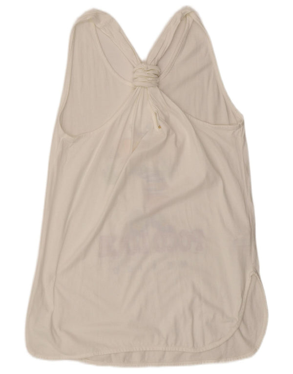 vintage Womens Graphic Vest Top UK 16 Grand Coton Blanc
