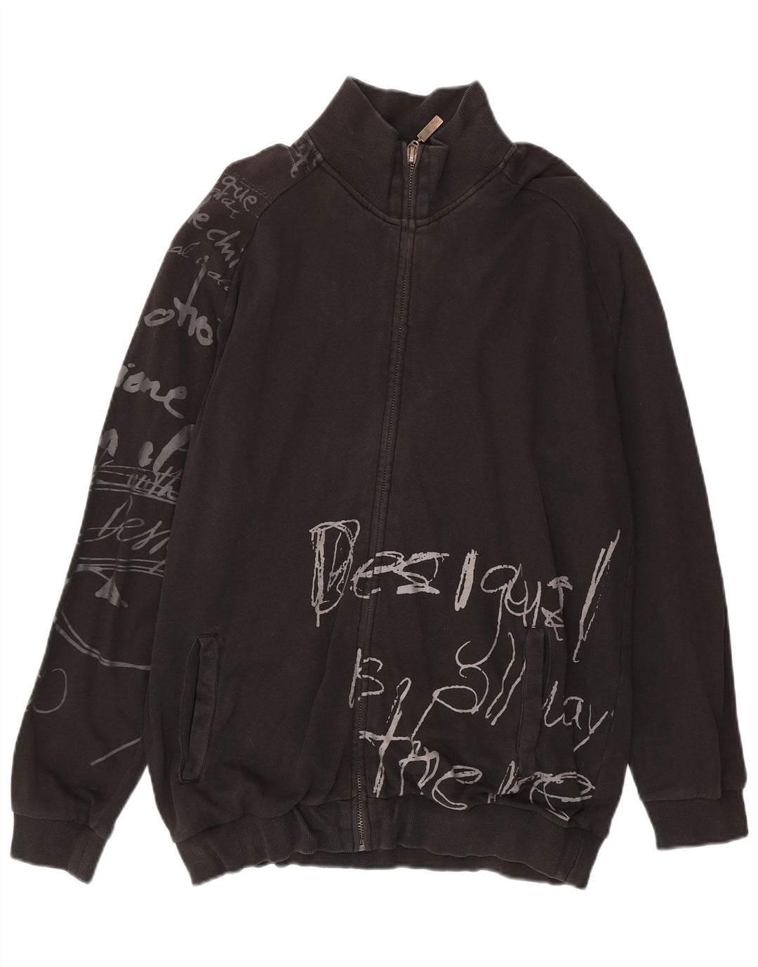 Desigual Veste de Survêtement Graphique Homme XL Noir Coton