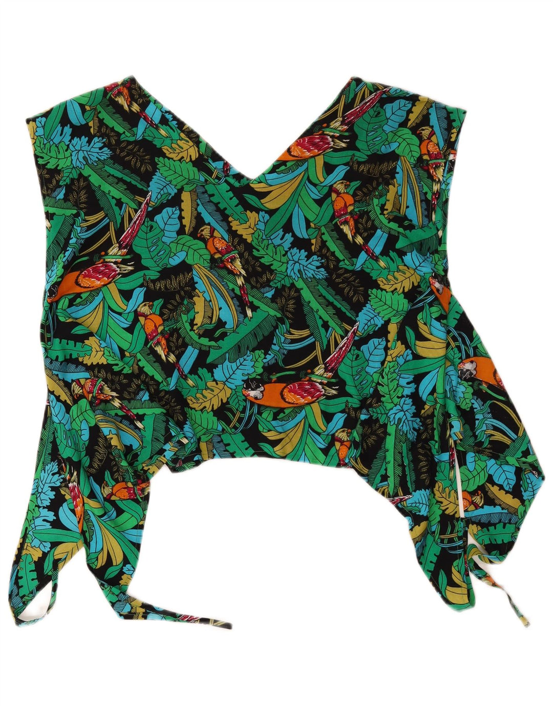 vintage Femmes 2 Pièces Jupe Ensemble Moyen W26 Vert Floral Hawaïen