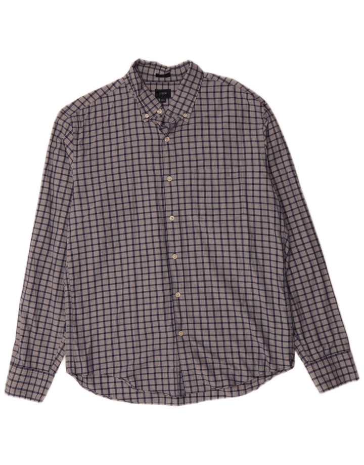 J. CREW Chemise Slim Homme Grand Carreau Bleu Marine Coton