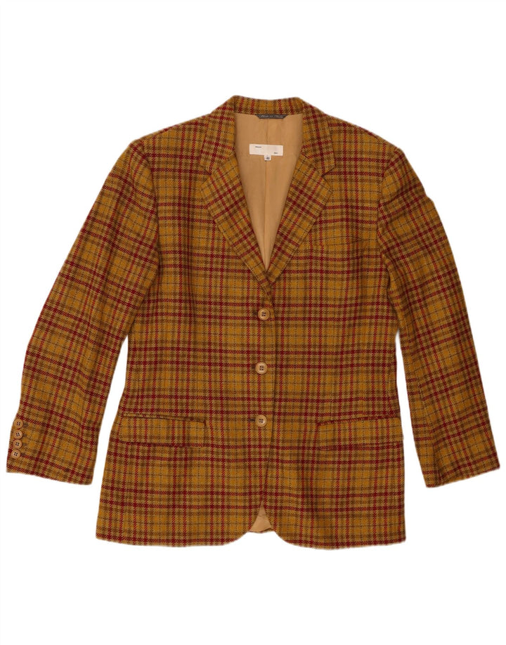 Alberto Biani Veste blazer à 3 boutons pour femme IT 46 en laine à carreaux marron