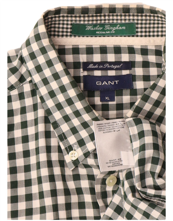 Gant Chemise en flanelle coupe régulière XL en coton vichy vert pour homme