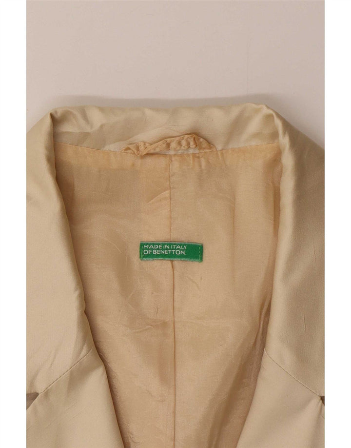 Benetton Veste blazer courte à 3 boutons pour femme IT 44 Beige moyen Polyester