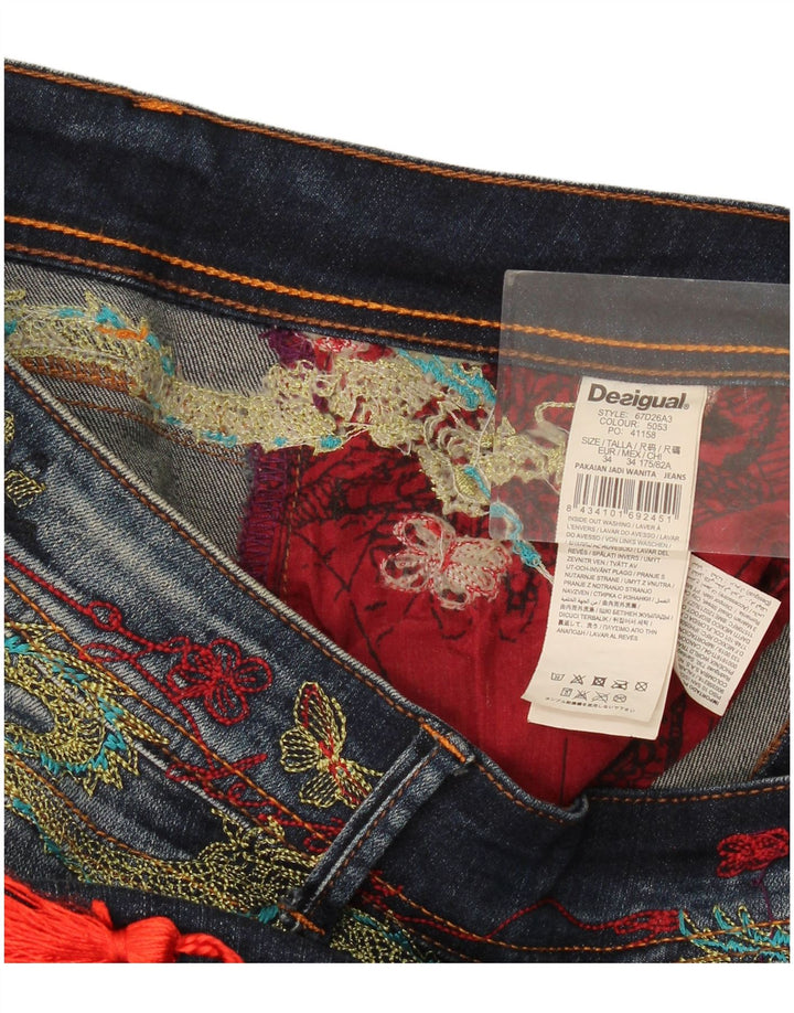 Desigual Jean Slim Graphique W34 L29 Bleu Marine Polyester Femme