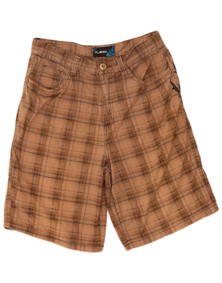 BILLABONG Short décontracté graphique pour hommes W32 en coton à carreaux beige moyen