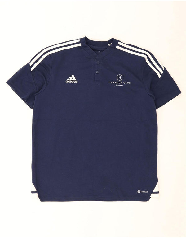 Adidas Hommes Aeroready T-Shirt Haut Grand Bleu Marine Colorblock Coton