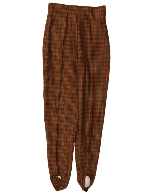 Pantalon de costume fuselé vintage pour femmes IT 44 Medium W26 L30 Brown Check