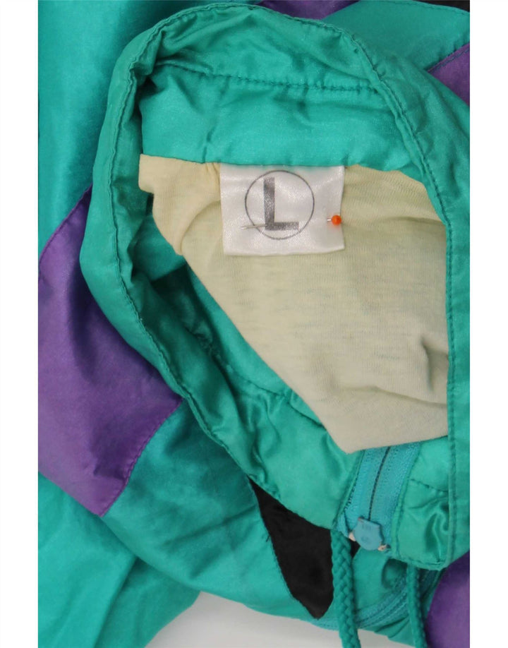 vintage Mens Survêtement Top Veste Grand Vert Colourblock Polyamide