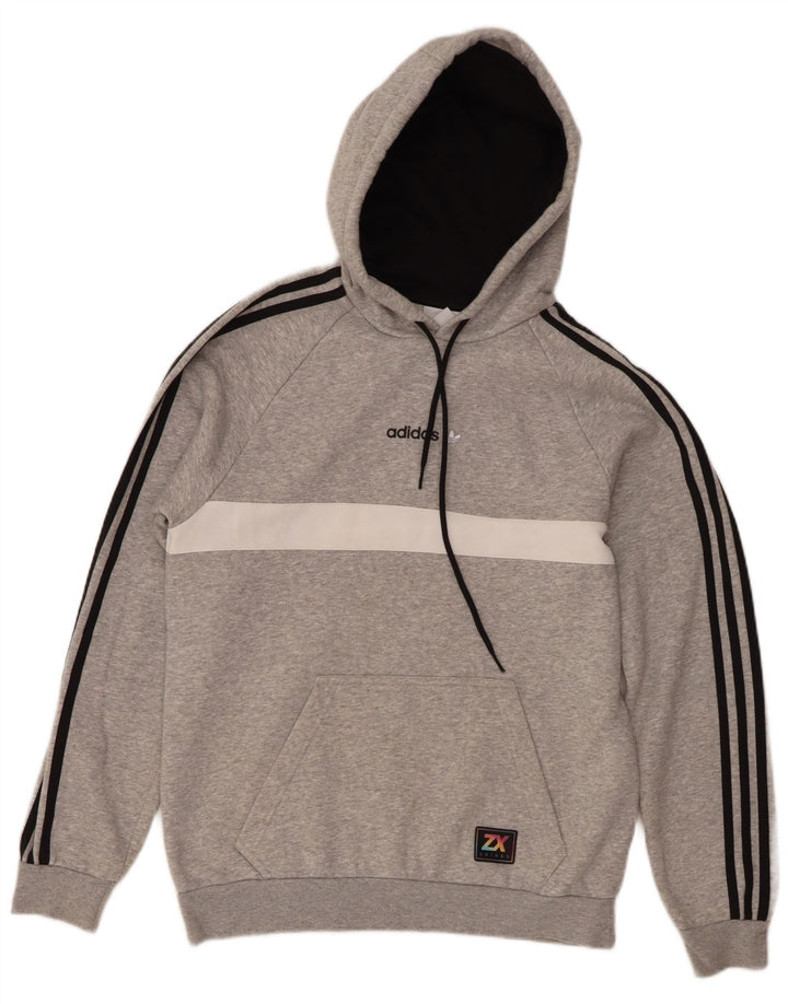Adidas Pull à capuche pour homme Petit Gris Colorblock Coton