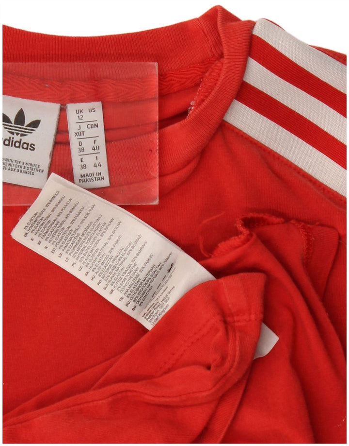 Adidas T-Shirt Femme Top UK 12 Coton Rouge Moyen