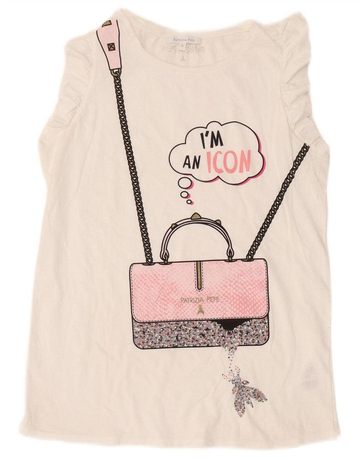 Patrizia Pepe Débardeur graphique pour femme taille unique en coton blanc