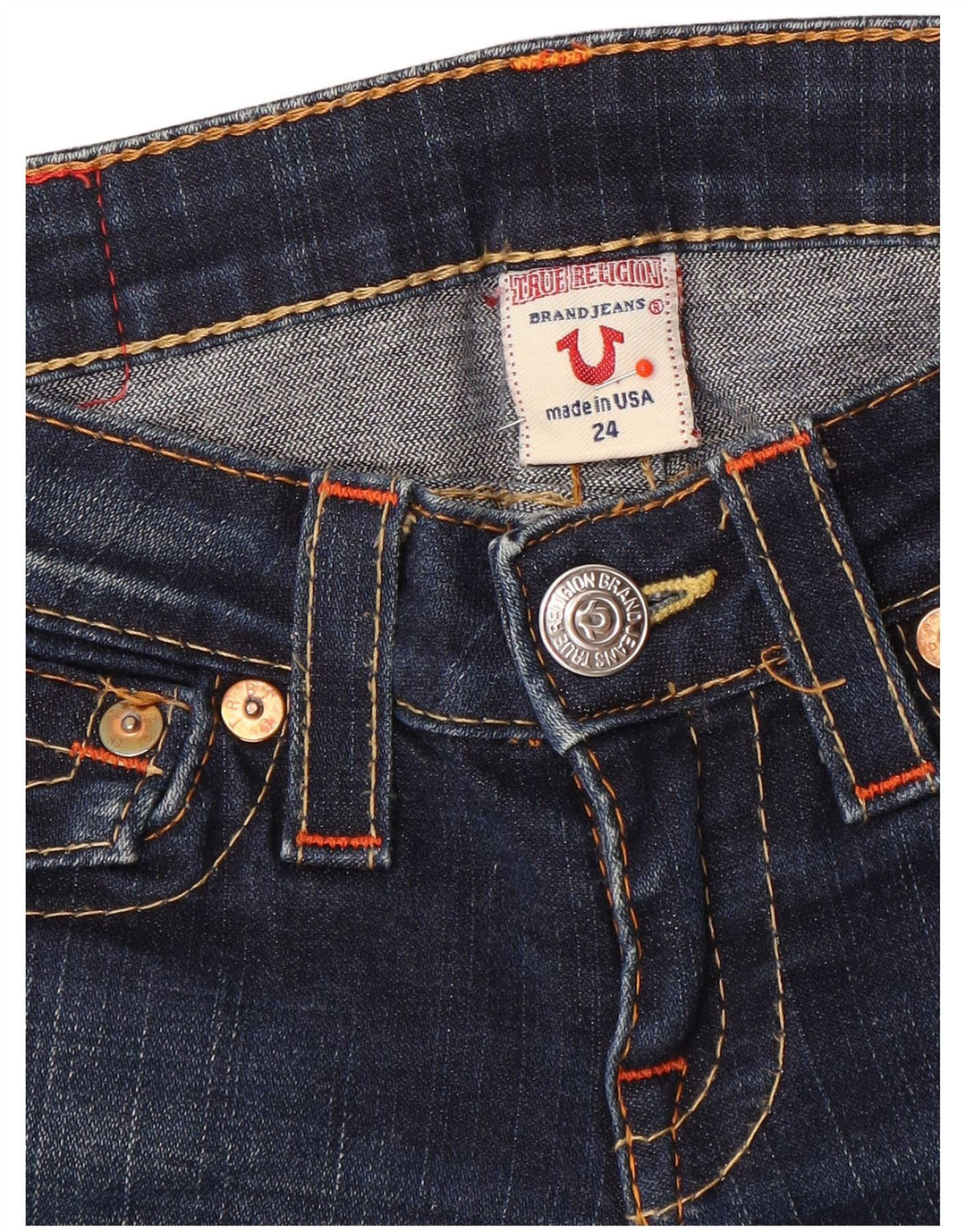 True Religion Jean Slim Bootcut Femme W24 L33 Bleu Coton