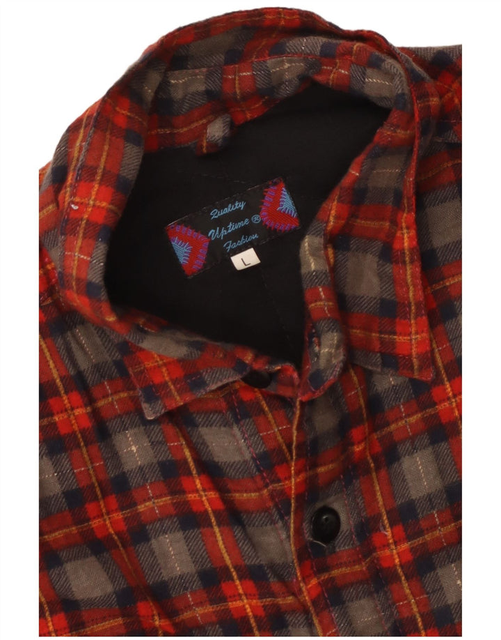 vintage Chemise en flanelle sans manches pour hommes Grand chèque rouge