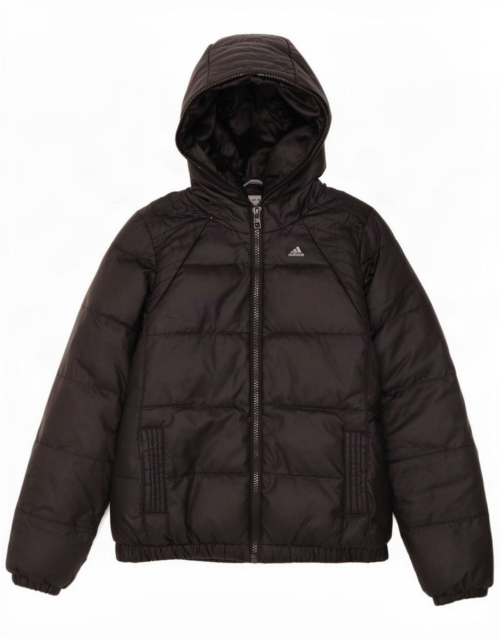 Adidas Veste rembourrée à capuche pour femme UK 12/14 Polyester noir moyen