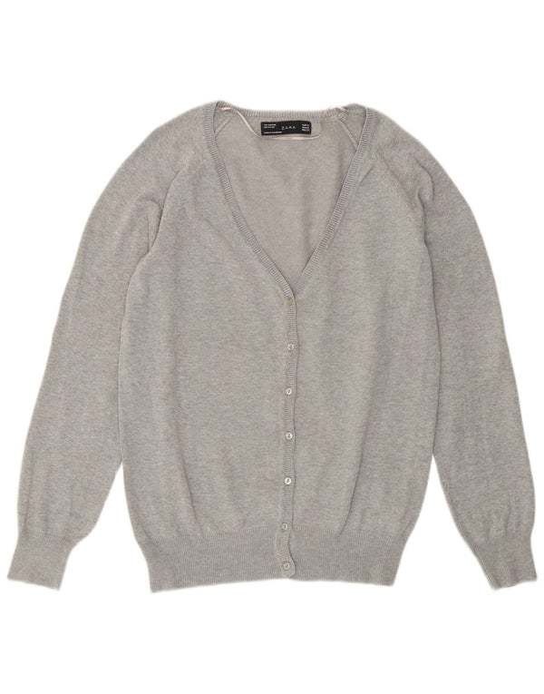 Zara Cardigan col en V pour femme UK 18 XL Coton gris