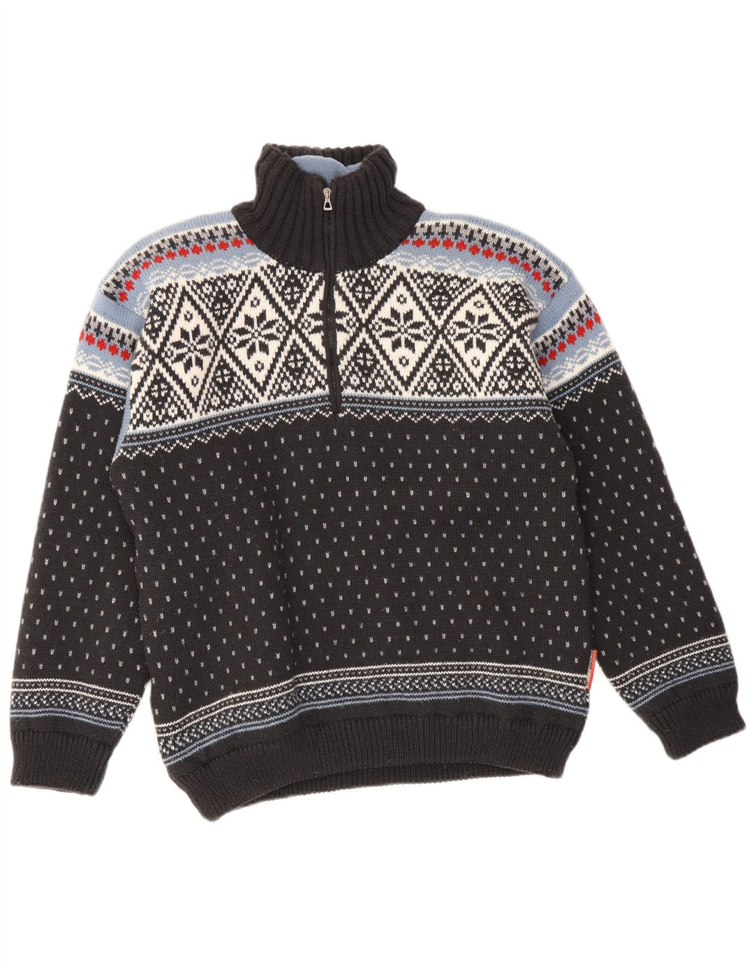 F.LLI Campagnolo Pull à col zippé pour homme Noir moyen Fair Isle