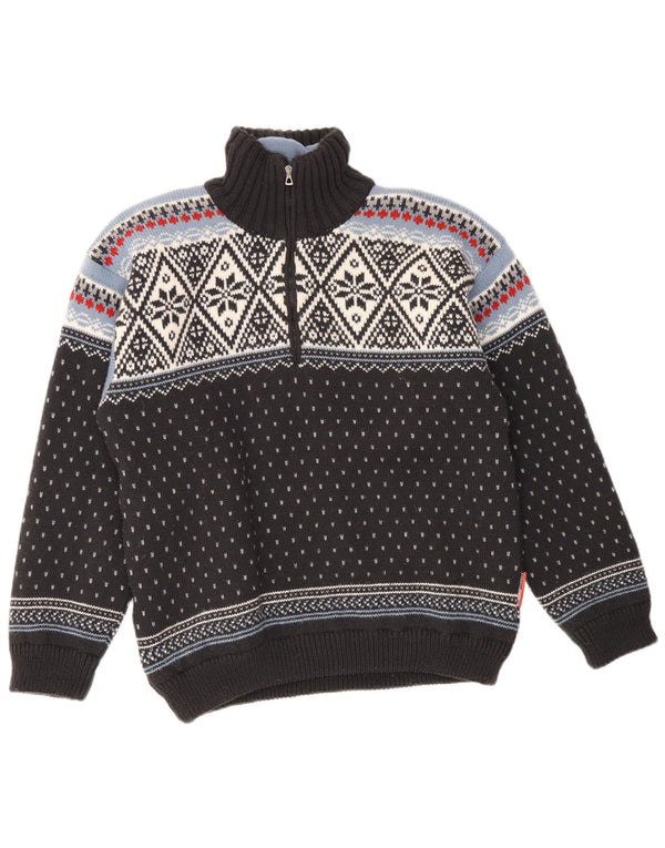 F.LLI Campagnolo Pull à col zippé pour homme Noir moyen Fair Isle