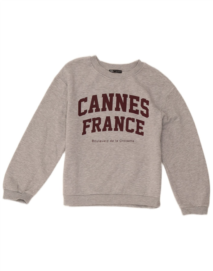 Zara Womens Graphic Sweatshirt Jumper UK 10 Petit Gris Moucheté