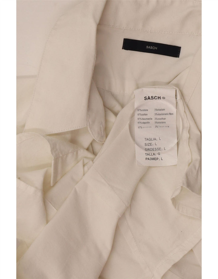 Sasch Chemise à manches courtes pour femme UK 14 Large Blanc Coton