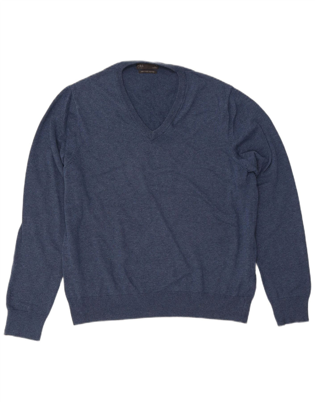 MARKS & SPENCER Pull col V pour homme en coton bleu marine Taille L