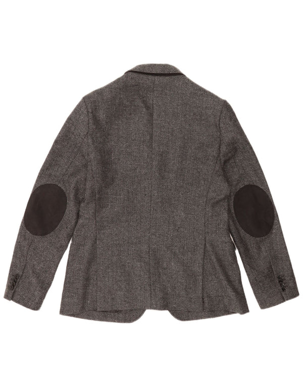 Zara Veste Blazer 2 Boutons Homme EU 52 Grand Gris Chevrons