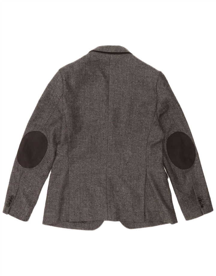 Zara Veste Blazer 2 Boutons Homme EU 52 Grand Gris Chevrons