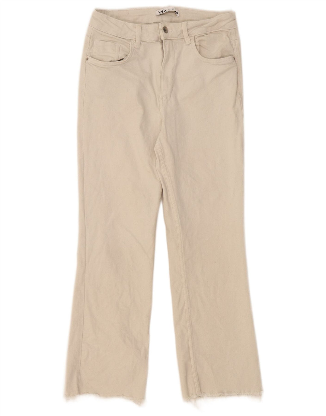 Zara Femme Jean Droit EU 38 Small W28 L26 Blanc Cassé