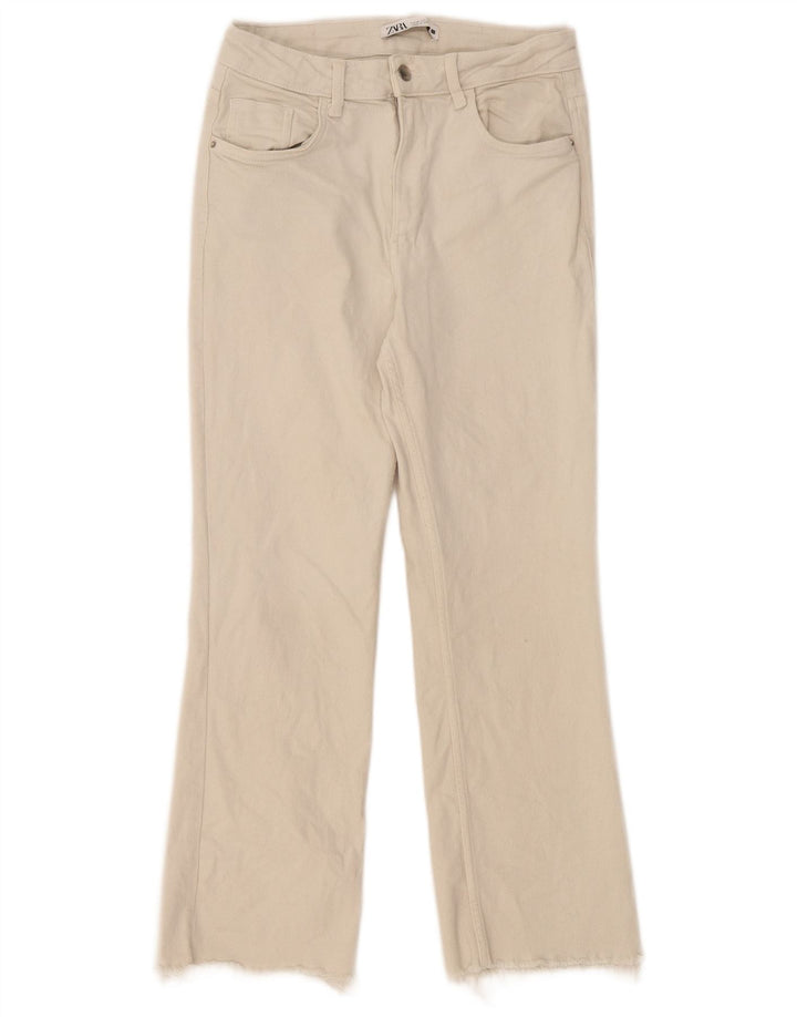 Zara Femme Jean Droit EU 38 Small W28 L26 Blanc Cassé