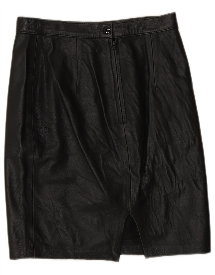 jupe en cuir femme vintage IT 42 Medium W26 Noir