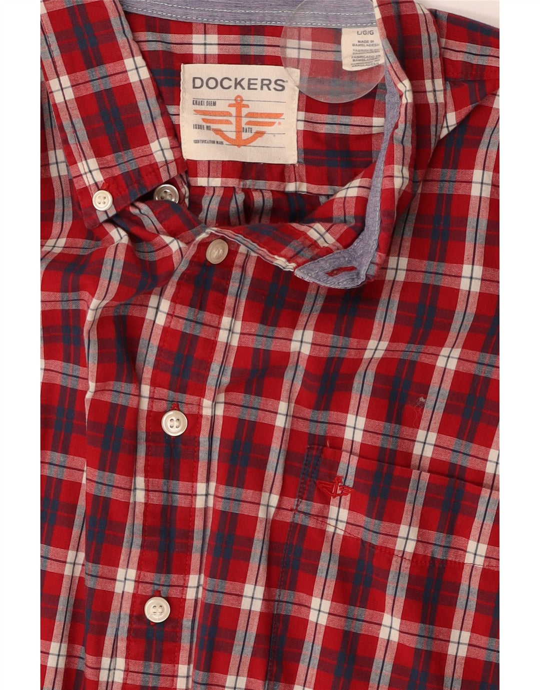 DOCKERS Mens Flannel Shirt Large Red Check Vintage Dockers and Second-Hand Dockers from Messina Hembry 