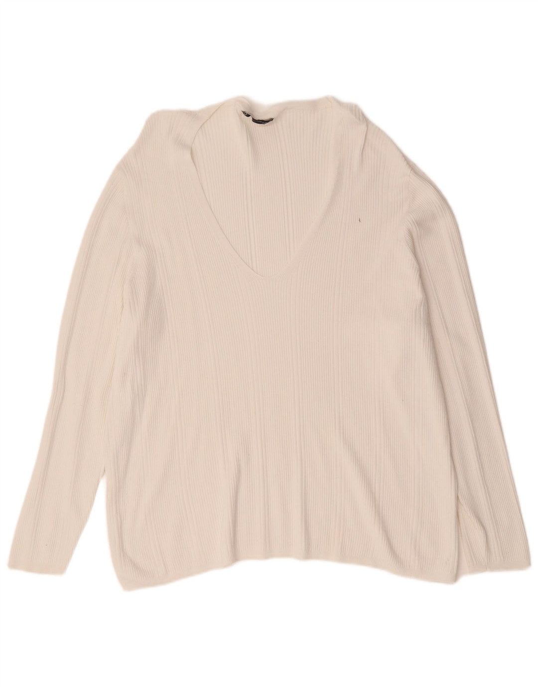 Marks & Spencer Pull col en V pour femme UK 24 4XL Blanc