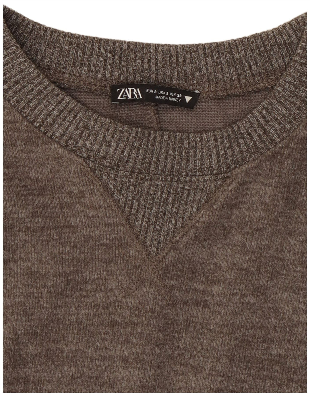 Zara Womens Crop Top Manches Longues UK 10 Petit Gris Moucheté