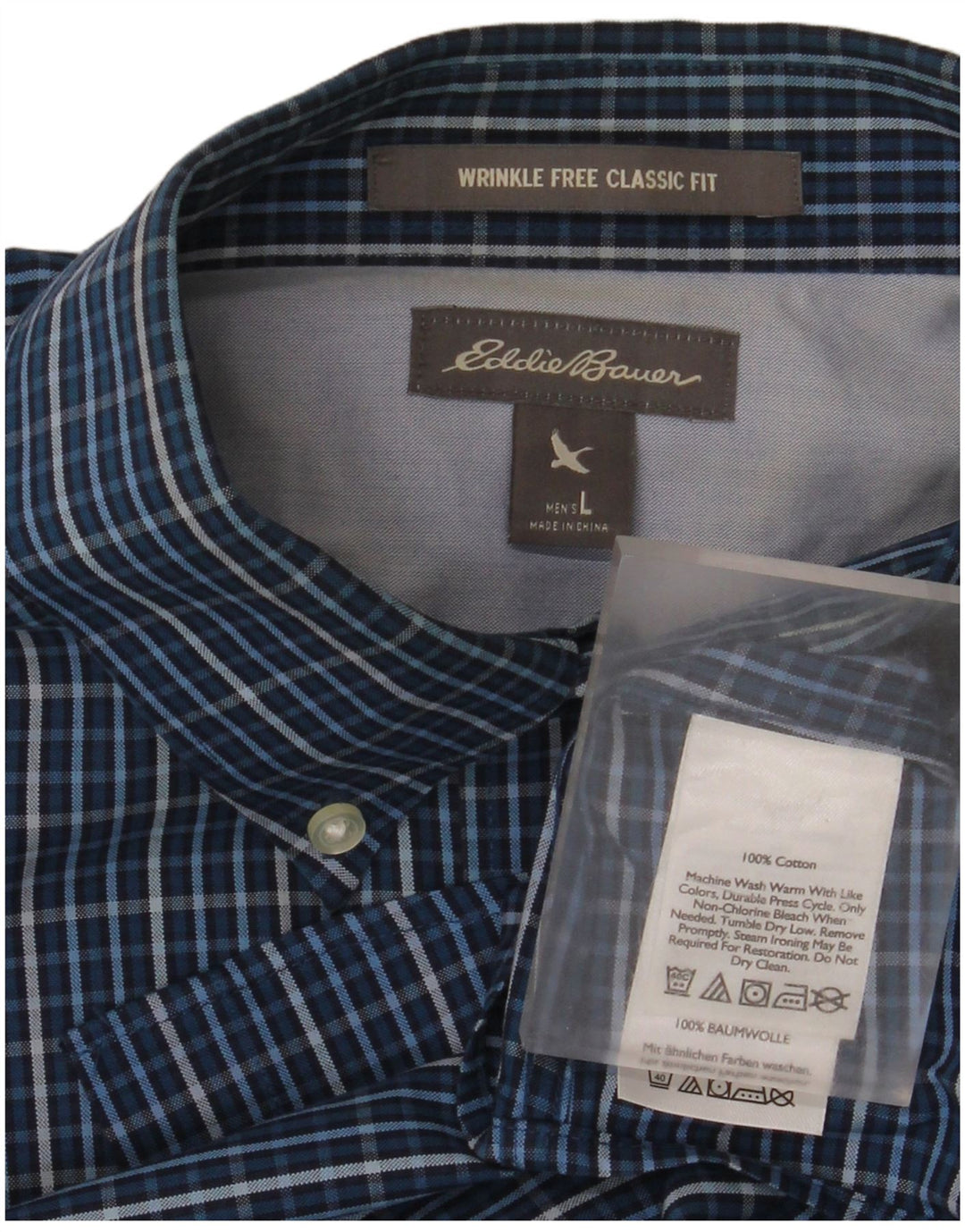 Eddie Bauer Chemise classique pour homme en coton à carreaux bleus