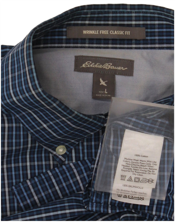 Eddie Bauer Chemise classique pour homme en coton à carreaux bleus