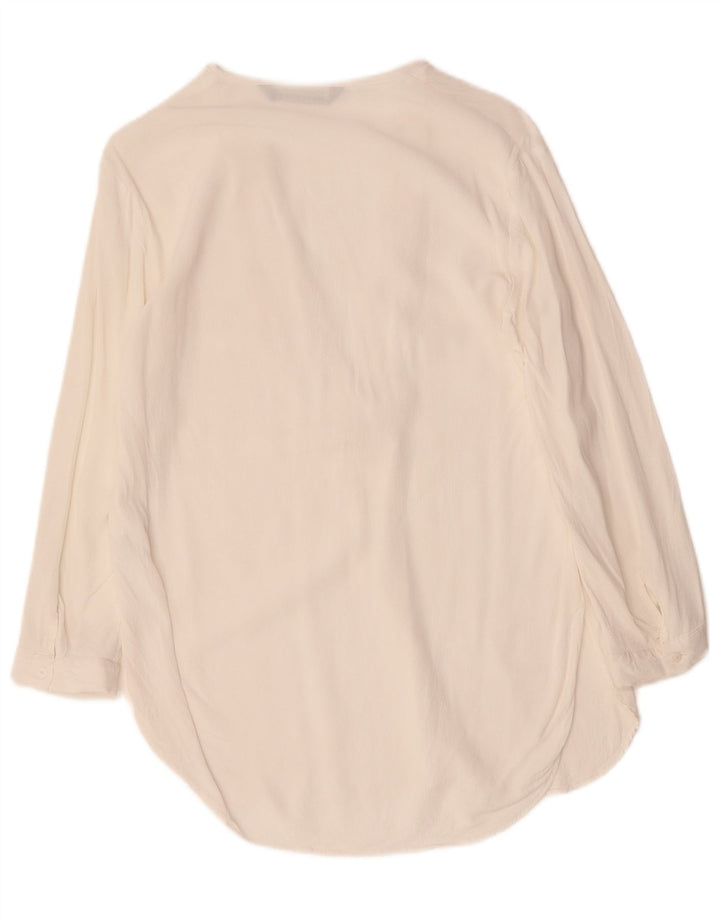 ZARA Femme Chemisier à manches 3/4 Top UK 14 Medium White Viscose