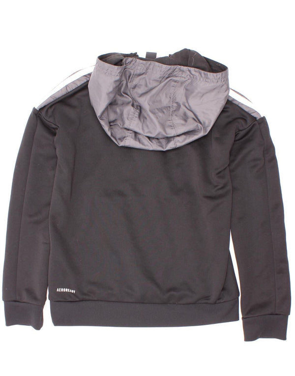 Adidas Pull à capuche à col zippé Aeroready pour garçon 9-10 ans Noir Colourblock