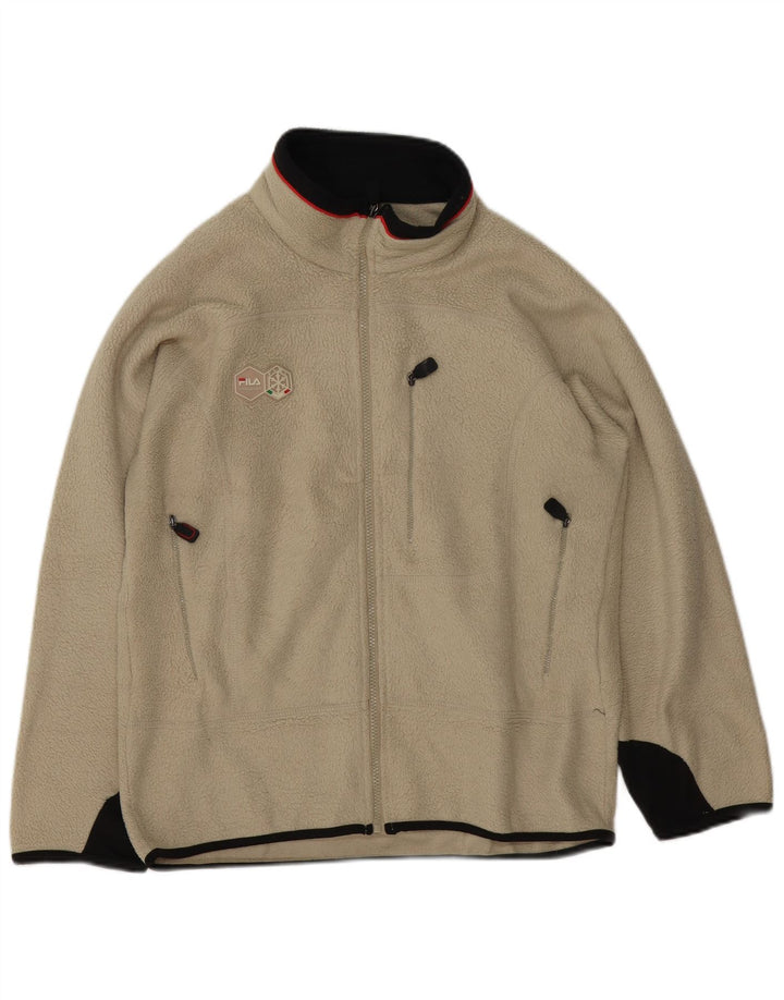 Fila Veste polaire pour homme UK 36 Small Beige Colourblock Polyester