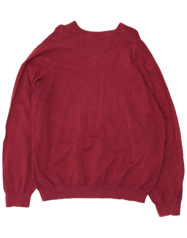 Marks & Spencer Pull coupe classique à col en V pour homme 2XL en coton bordeaux