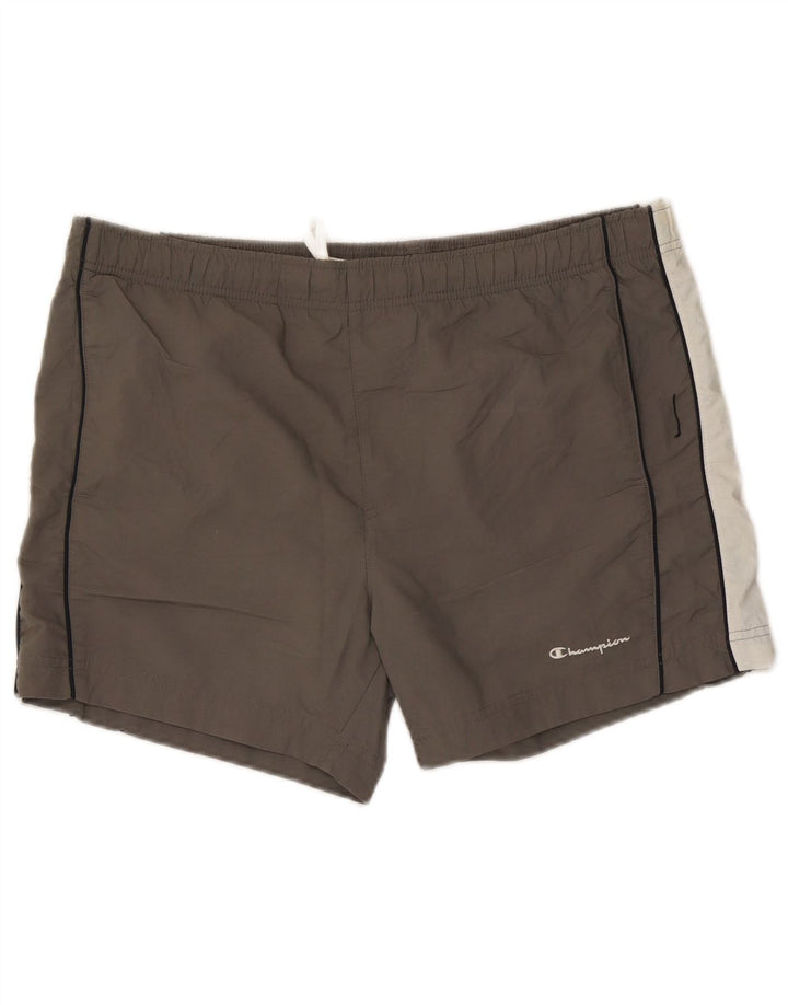 Champion Short de Bain Homme Large Gris Colorblock Polyester