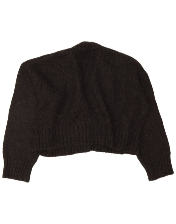 Zara Womens Oversize Crop Open Cardigan Pull UK 16 Grand Acrylique Noir