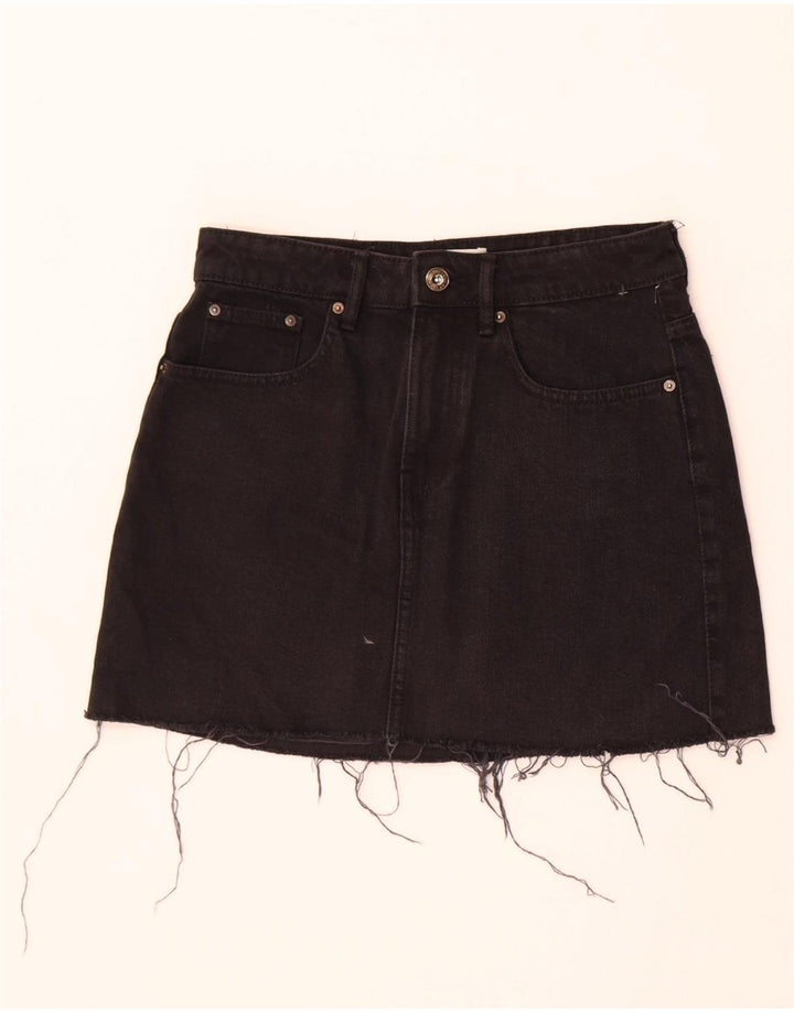 Zara Femme Jupe En Jean Petit W26 Noir