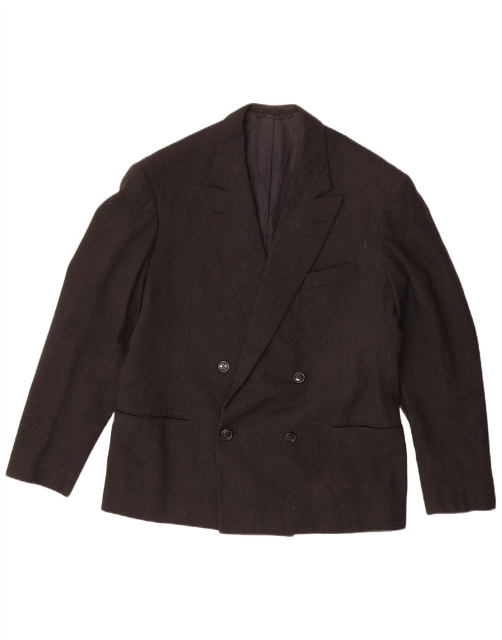 vintage Homme Double Breasted Blazer Veste UK 38 Moyen Noir