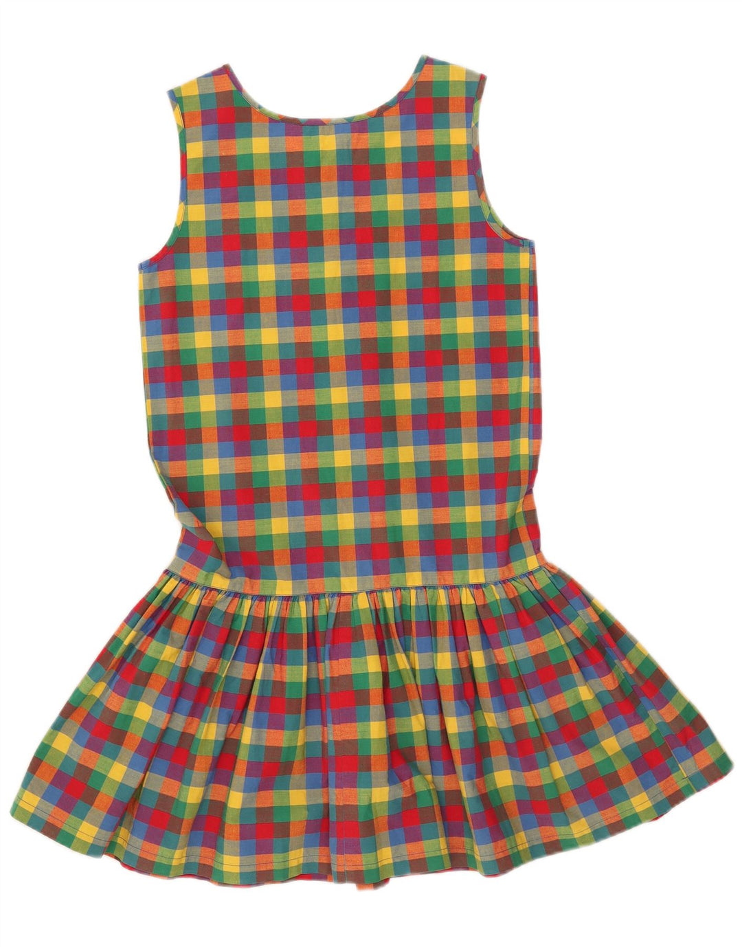 Cacharel Robe trapèze sans manches pour femme US 12 Grand vichy multicolore