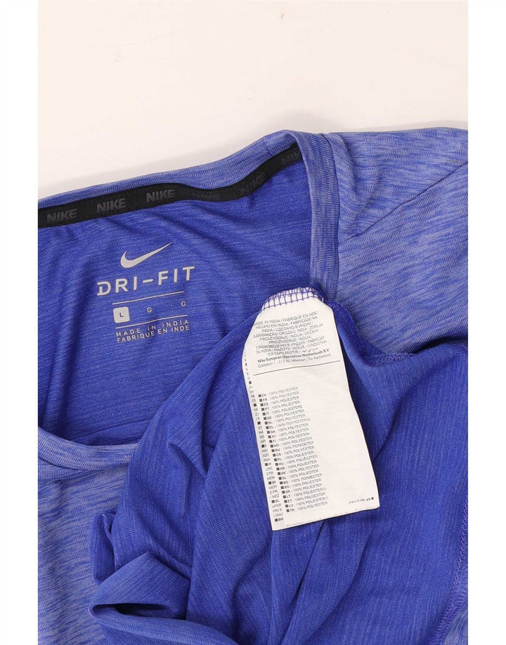 Nike Hommes Dri Fit T-Shirt Haut Large Bleu Moucheté Polyester