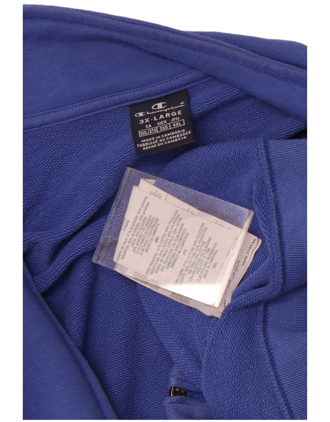 Champion Veste de survêtement pour homme 3XL Bleu Coton