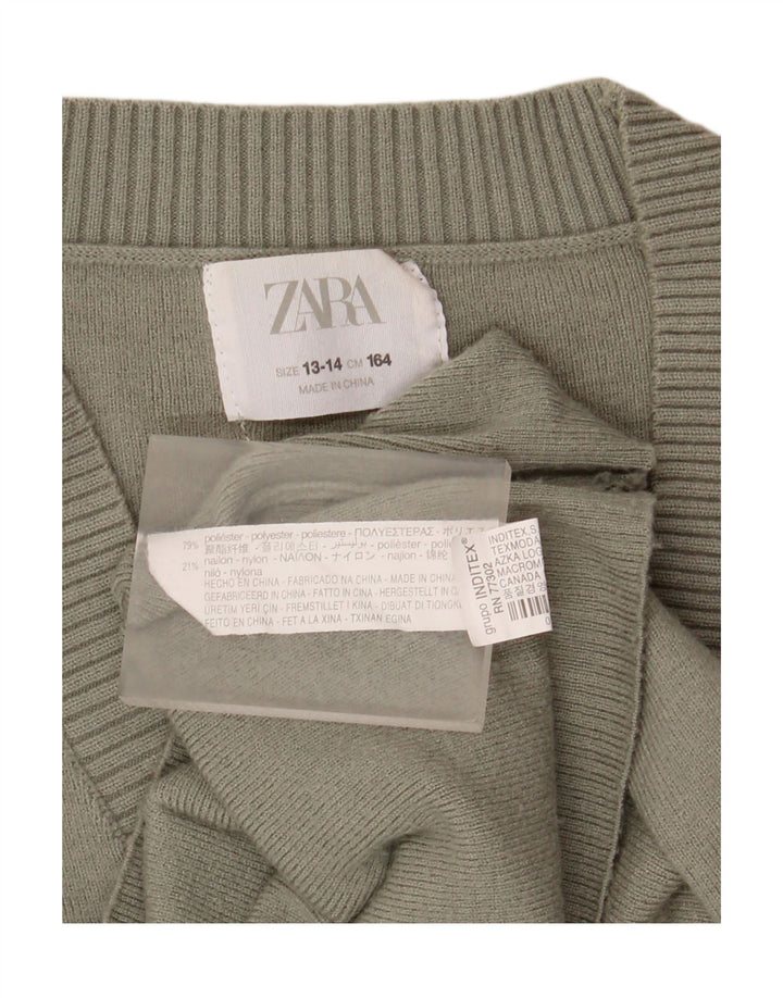 Zara Cardigan Fille 13-14 ans Vert Polyester