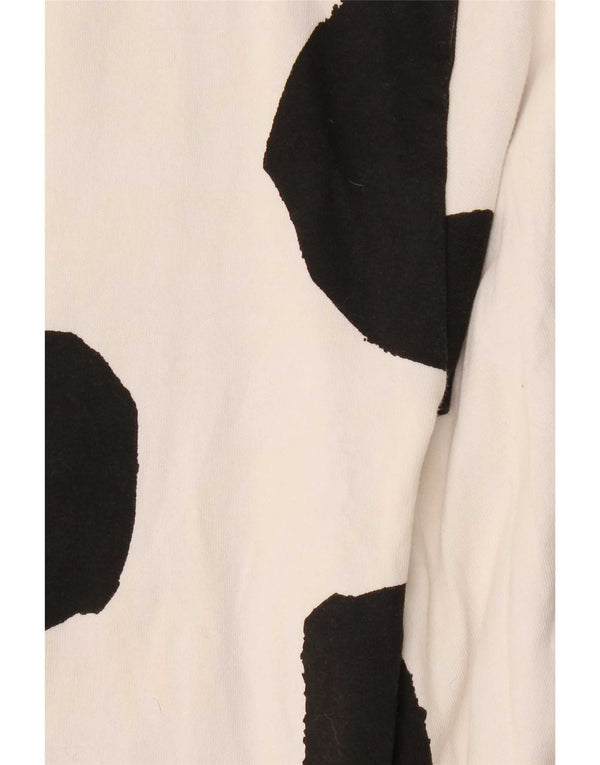 Zara Womens Blouse Top UK 14 Moyen Blanc Spotted Cotton
