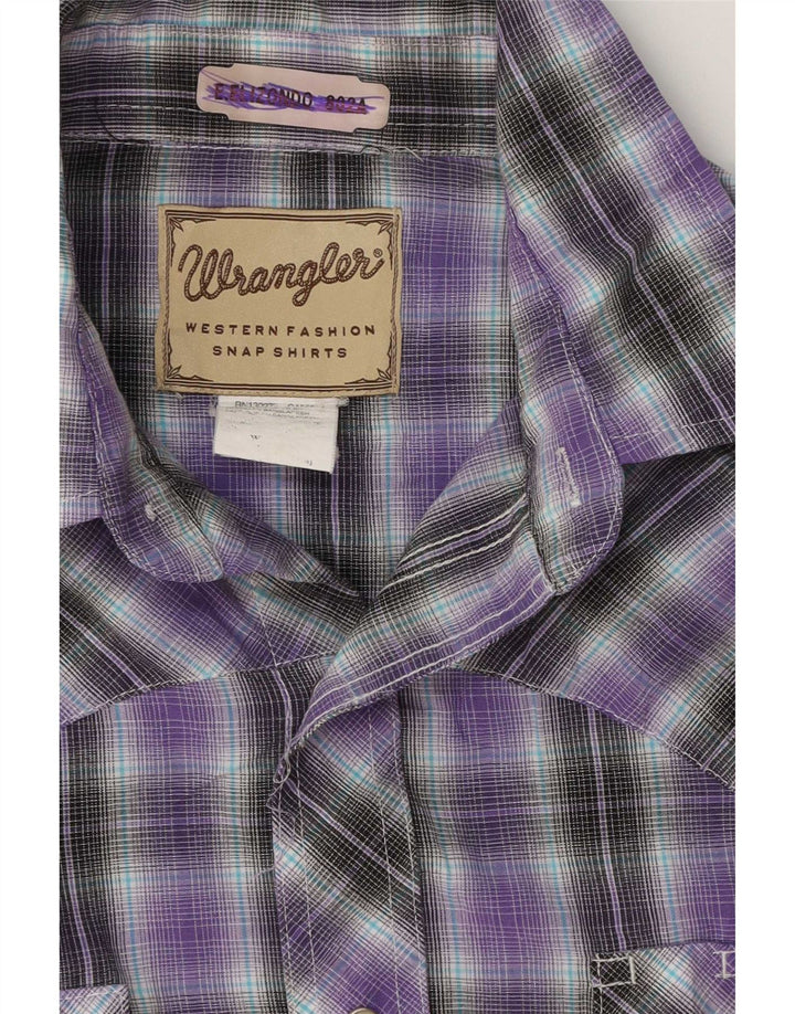 Wrangler Chemise à Manches Courtes Homme Violet Moyen à Carreaux