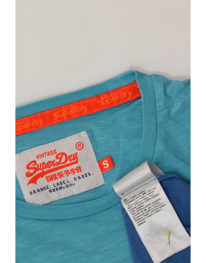 Superdry Homme T-Shirt Top Petit Bleu Tie Dye Coton