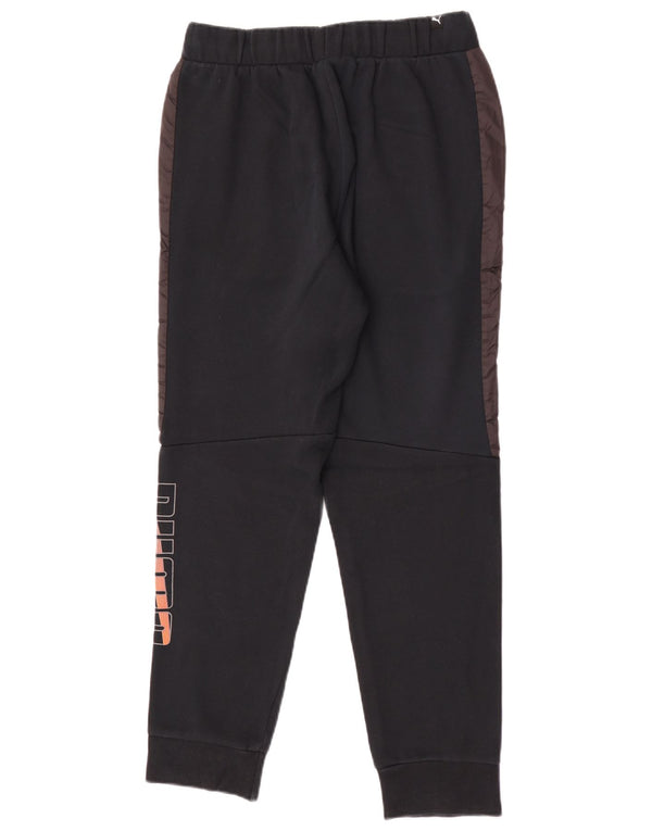 Puma Pantalon de survêtement graphique pour homme en coton color block Small Noir